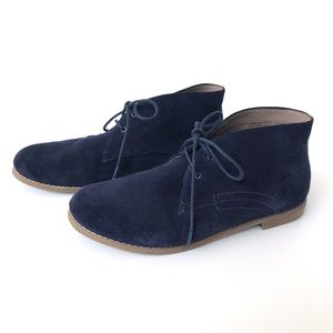 Franco Sarto Portier Navy Blue Suede Flat Booties